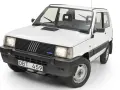 Vit Fiat Panda från 1980, en ikonisk liten bil med sin karaktäristiska design.