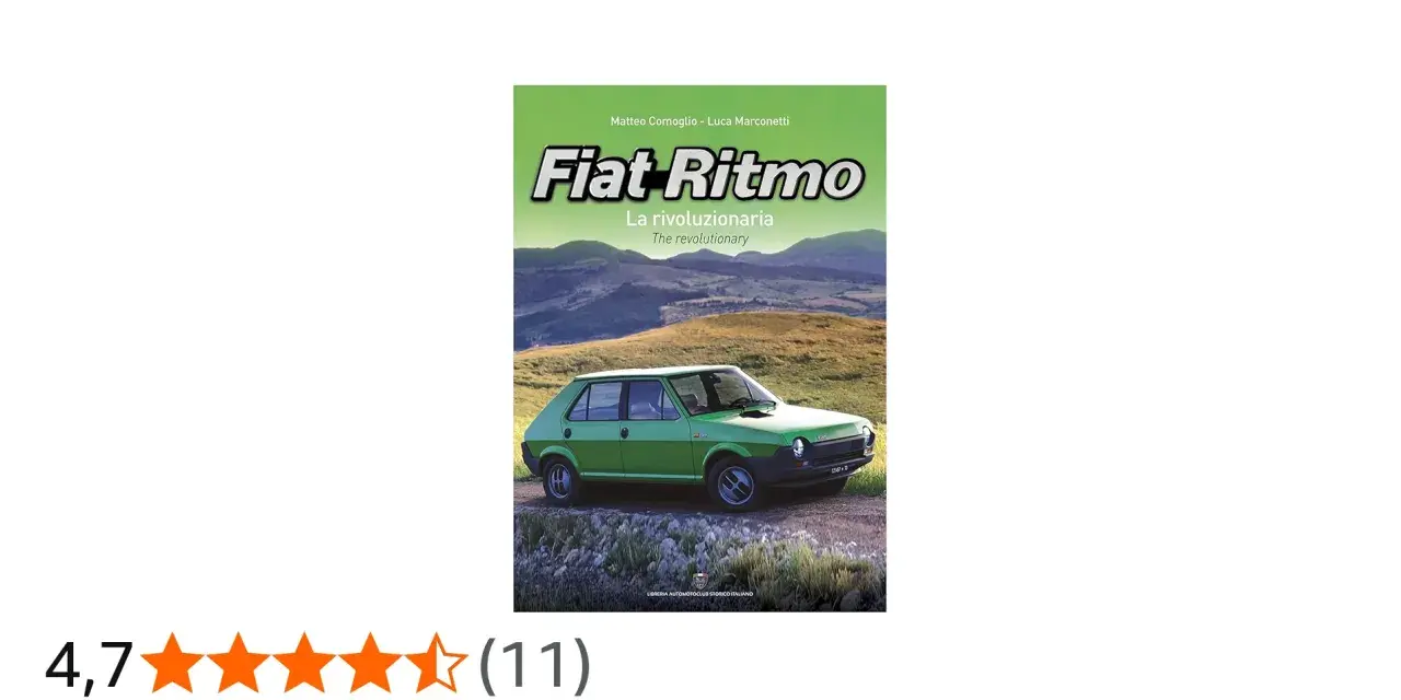 Bokomslag med en grön Fiat Ritmo i en lantlig miljö. Titeln "Fiat Ritmo" är framträdande.