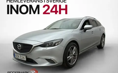 Silver Mazda 6 kombi, hemleverans inom 24h. Inga problem med denna bil!