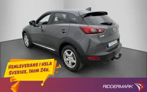 Grå Mazda CX-3, YZJ 655, med dragkrok. Hemleverans i hela Sverige inom 24h.