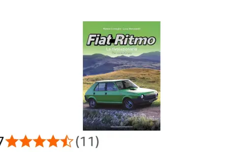 Bokomslag med en grön Fiat Ritmo i en lantlig miljö. Titeln "Fiat Ritmo" är framträdande.