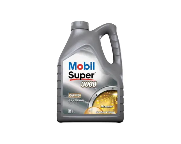 En dunk Mobil Super 3000 5W-40 motorolja. Ett bra val för din bil, bättre än 5w30 i vissa fall.