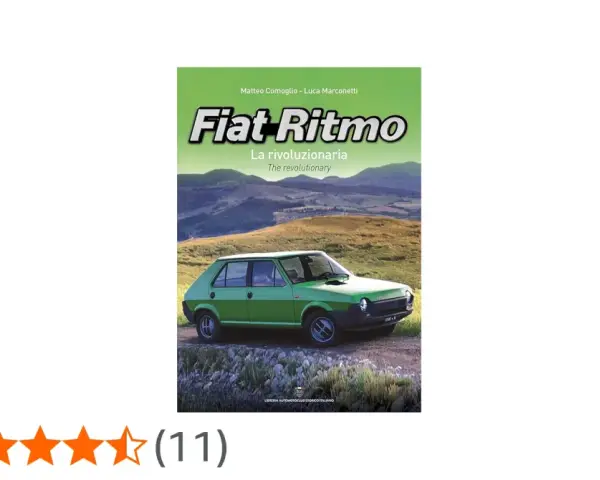 Bokomslag med en grön Fiat Ritmo i en lantlig miljö. Titeln "Fiat Ritmo" är framträdande.