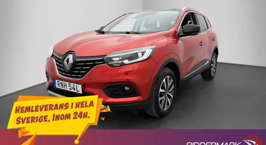 Röd Renault Kadjar, redo för en provkörning. Hemleverans i hela Sverige inom 24h.