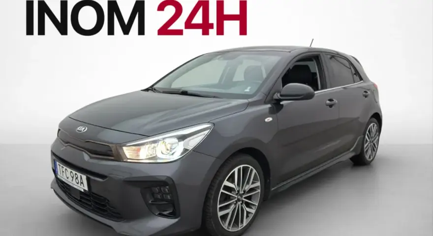 Grå Kia Rio, hemleverans inom 24h i Sverige. Inga problem med denna bil!
