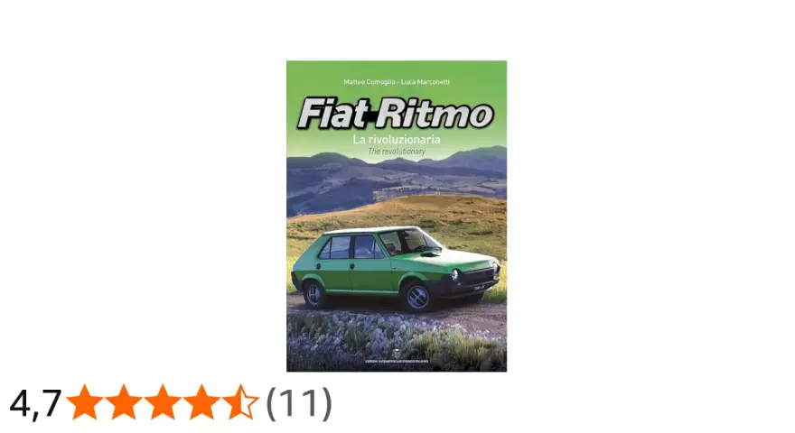 Bokomslag med en grön Fiat Ritmo i en lantlig miljö. Titeln "Fiat Ritmo" är framträdande.