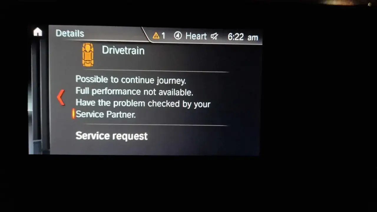 BMW X1 problem: Drivetrain, full performance not available. Kontakta Service Partner.